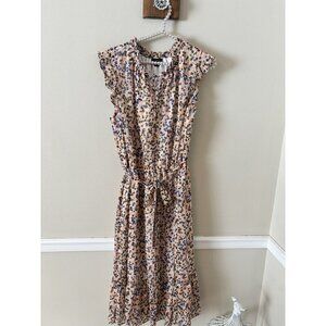 Ann Taylor Floral Midi Dress - Pink and Blue